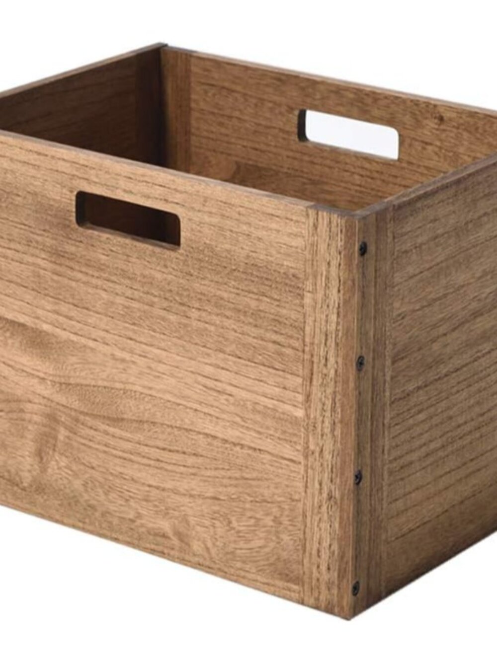 Stackable Wood Storage Cube with Handles, Open Cubby Bin, Brown